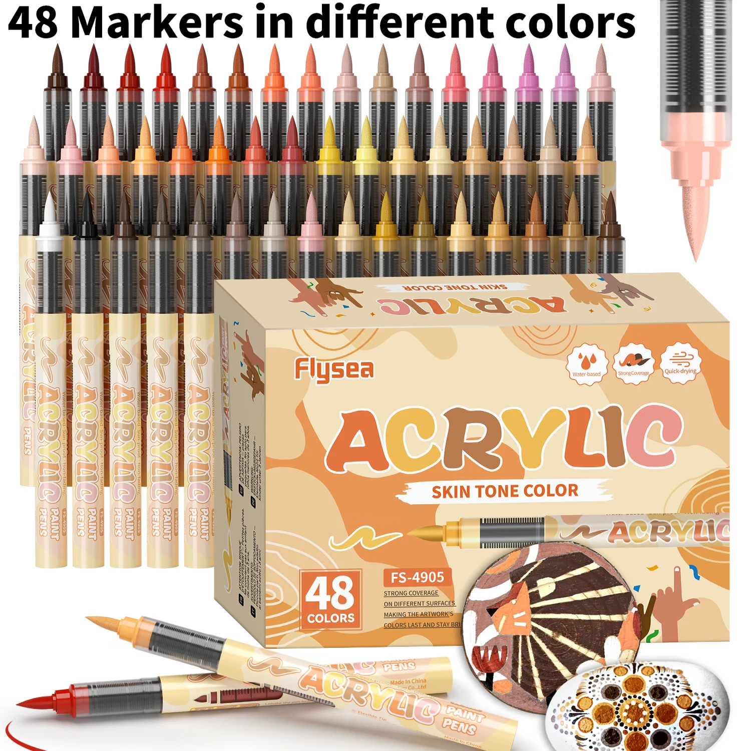 Paint Brush - 12-72 Hautfarbene Kunstmarker mit weicher Pinselspitze,