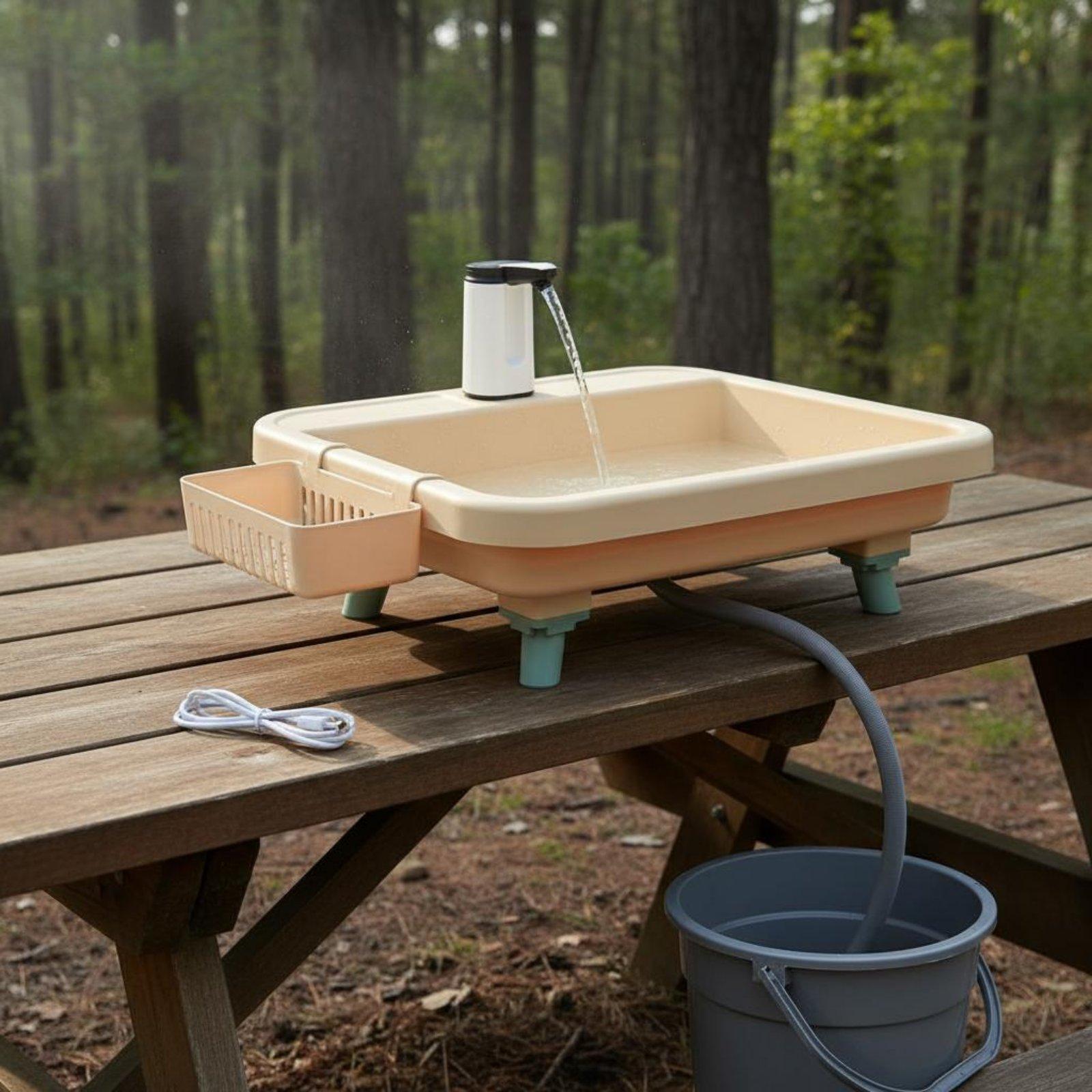 Faucet - Tragbares Outdoor-Camping-Waschbecken mit elektrischer Wasserpumpe und