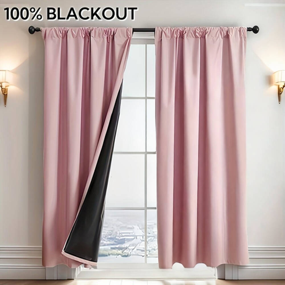 Curtain Rods - 1 Stück 100% Verdunkelungsvorhang mit Schwarzer