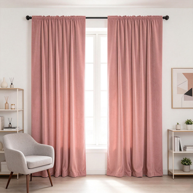 Curtain Rods - 2 Stück Samtvorhänge mit Stangenhalterung, moderne,