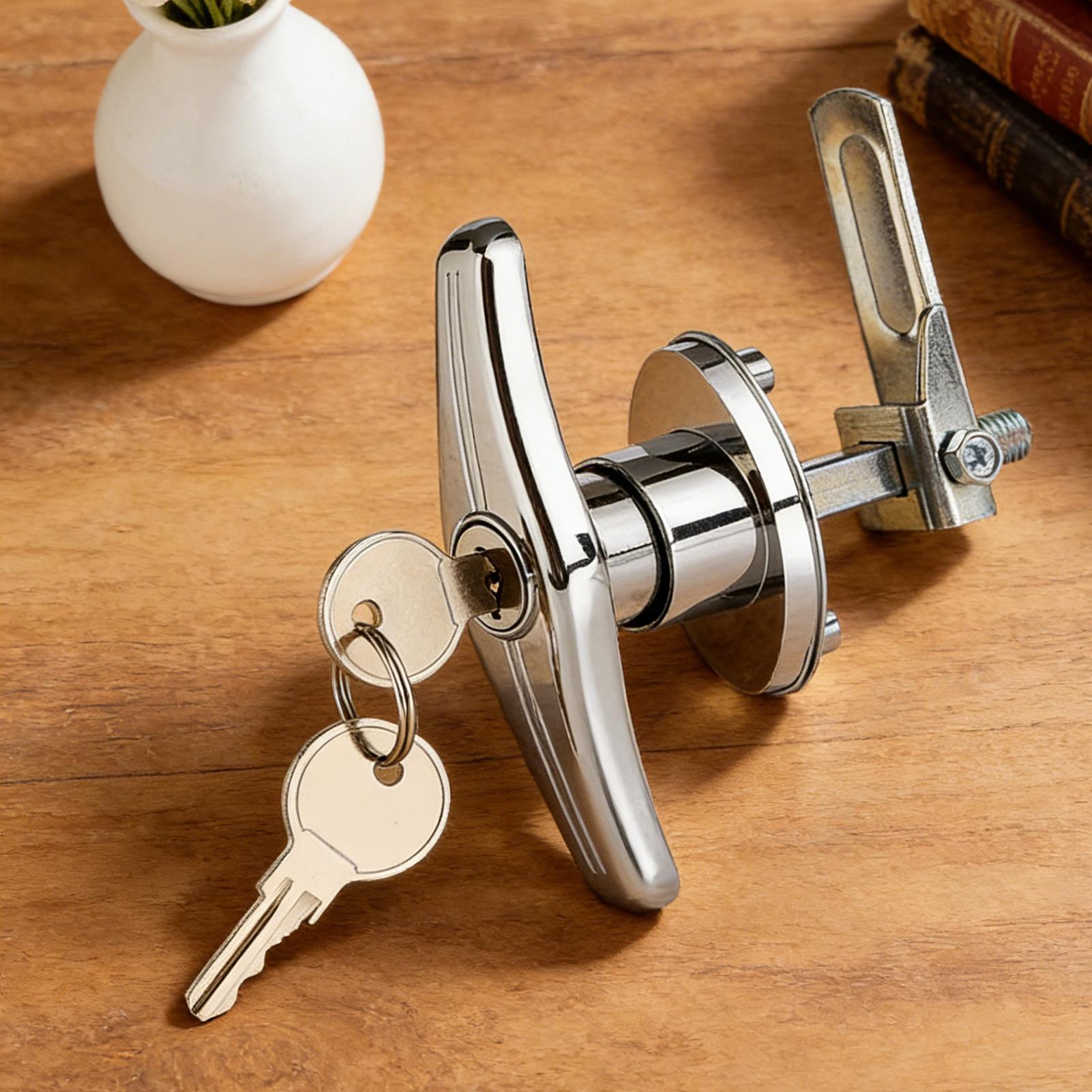Door Lock - Wohnmobil-Türriegel, Hochsicherheits-Zinklegierung mit Schlüsseln, Wohnmobil-Türgriff, Riegelschloss