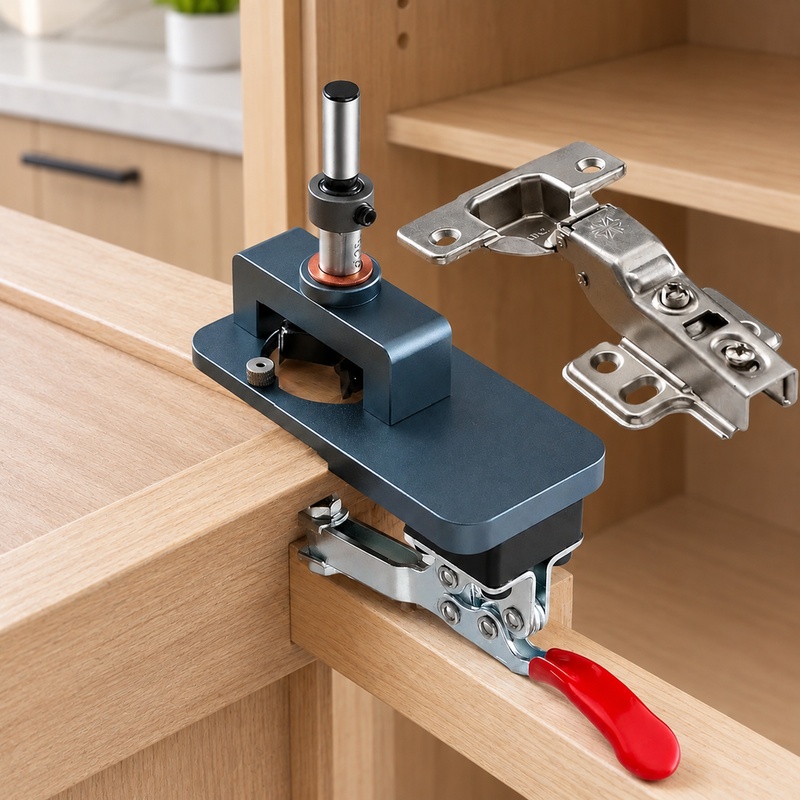 Cabinet Hinges - Präzisions-Bohrschablone mit Klemmvorrichtung für 35-mm-Scharniermontage an