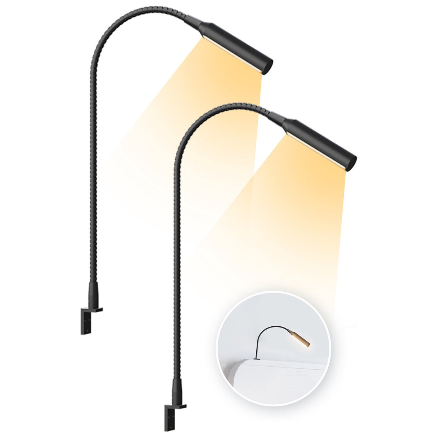 Light Switch - 2 Stück LED-Leselampe mit Dimmfunktion, LED-Beleuchtung