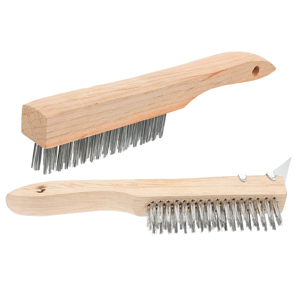 Paint Brush - 2 Stück Robuste Stahl-Drahtbürste mit Holzgriff,
