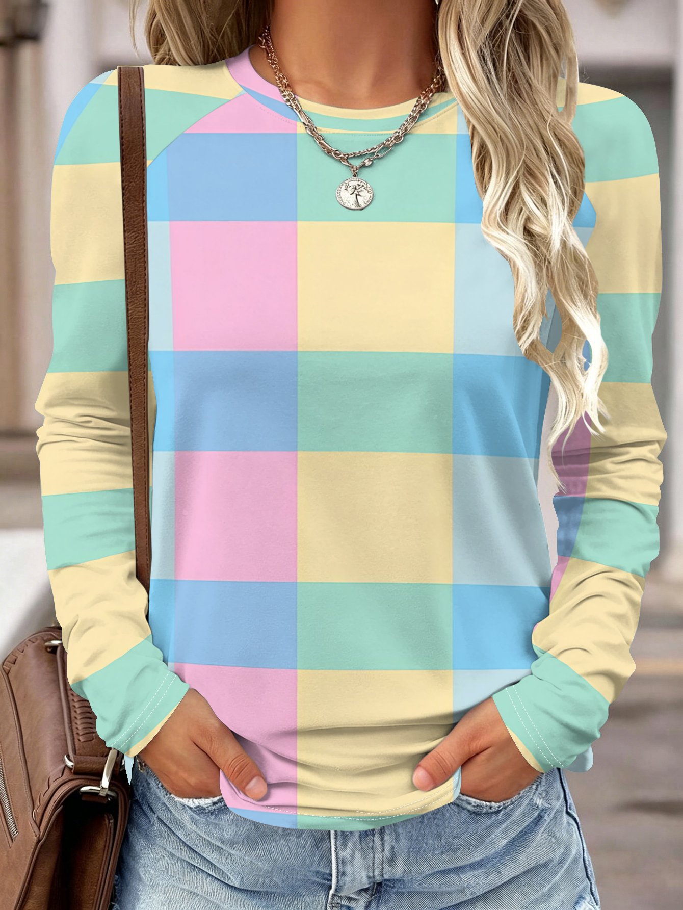 Damen Langarmshirt Gelb Blau B – Wallpaper Bewertung und Preis