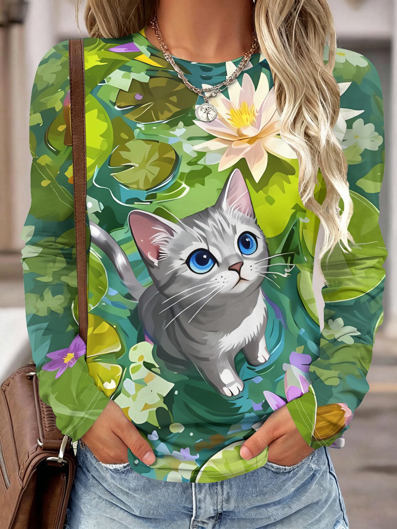 Damen Langarmshirt mit Tasche, – Wallpaper Bewertung und Preis