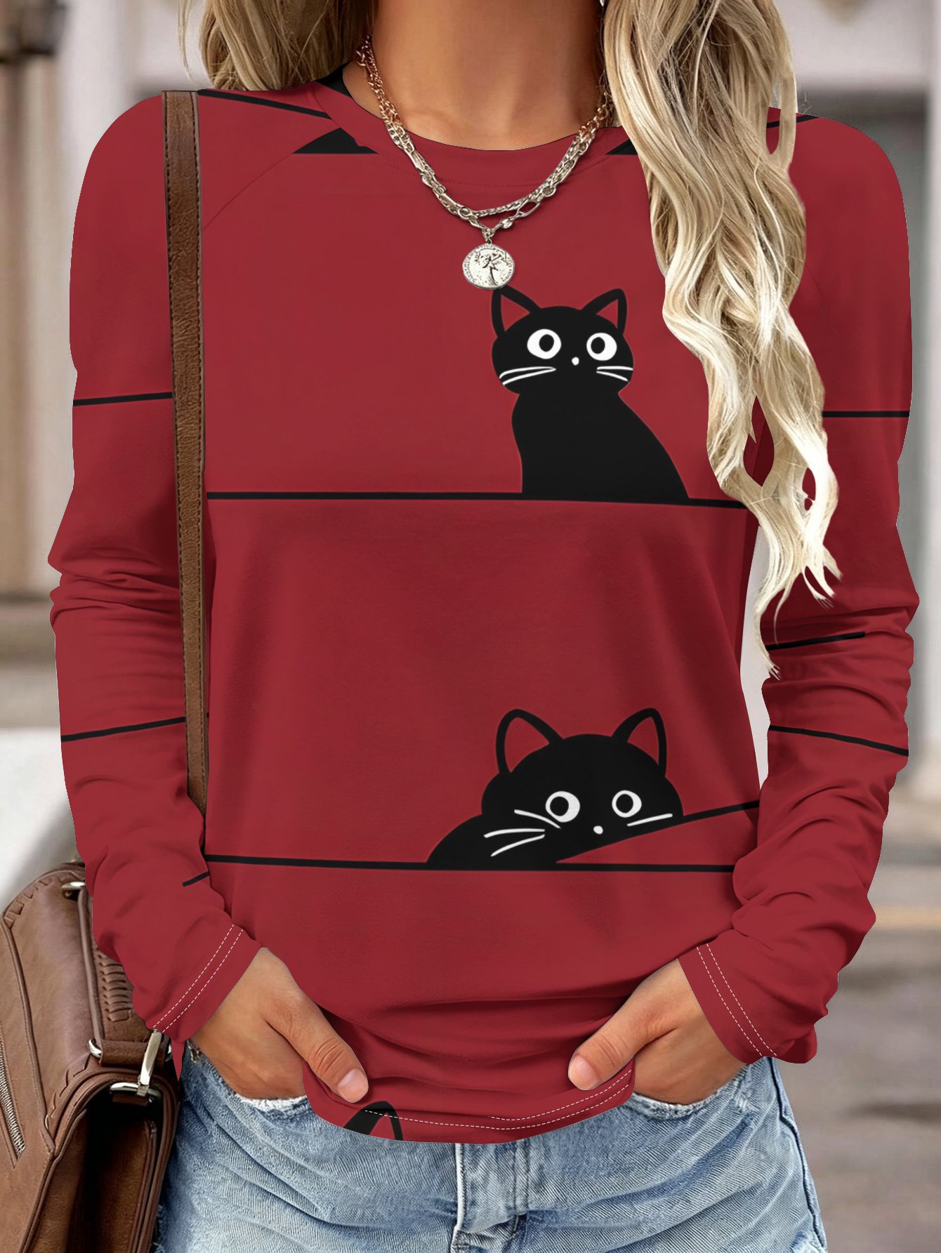Damen Langarmshirt mit Tasche, – Wallpaper Bewertung und Preis